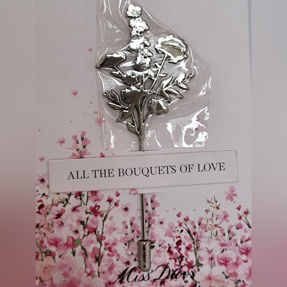 Dior Miss Dior NWT Silver Floral Brooch Pin